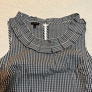 Talbots Monochrome Gingham Ruffle Sleeveless Dress Size 2